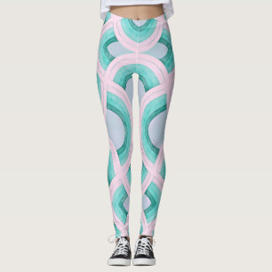 Legging Padrão Vintage Groovy de Arco-íris em Água