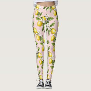 Legging Padrão Vintage Lemon & Blossom a rosa (2)