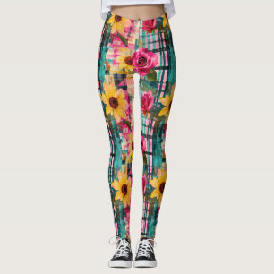Legging Padrão Vintage Watercolor Floral Abstrato (16)