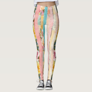 Legging Padrão Vintage Watercolor Floral Abstrato (17)