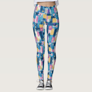 Legging Padrão Vintage Watercolor Floral Abstrato (6)