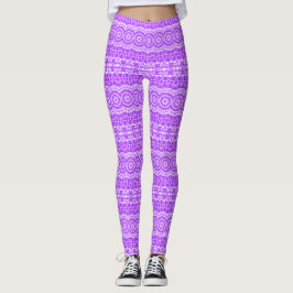 Legging Padrão Violeta Vibrante de Mandala Caleidoscópio