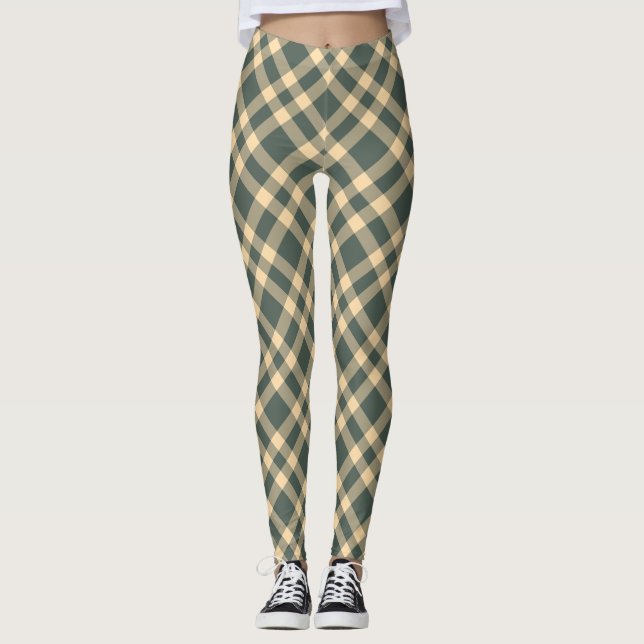 Legging Padrão Xadrez Amarelo Verde (Frente)