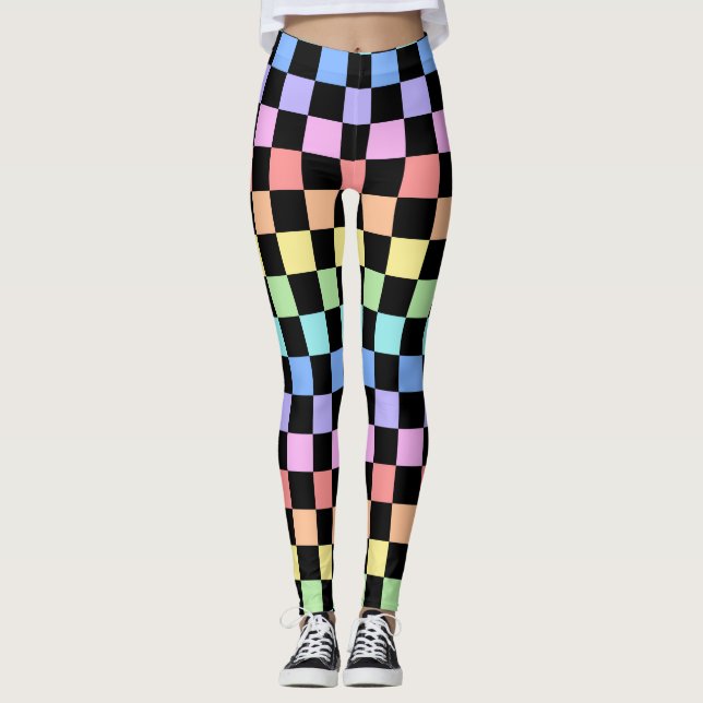 Legging Padrão Xadrez Arco-Íris (Frente)