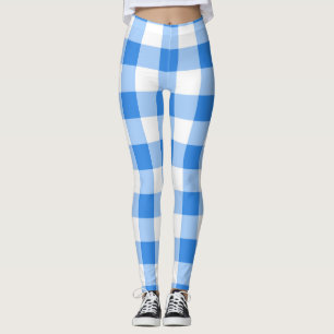 Legging Padrão Xadrez Azul e Branco Ginga