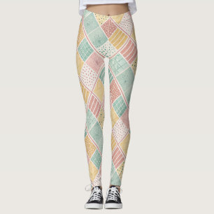 Legging Padrão Xadrez Bolinhas Geométrico Hortelã Moderno