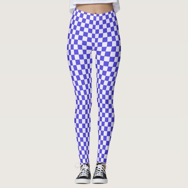 Legging padrão xadrez creme de mirtilo (Frente)