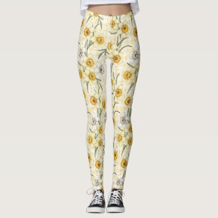Legging Padrão Xadrez de Narciso Botânico