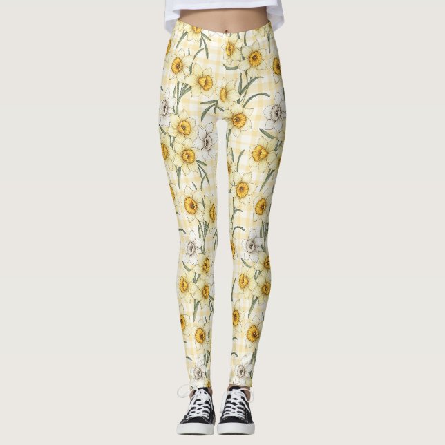 Legging Padrão Xadrez de Narciso Botânico (Frente)