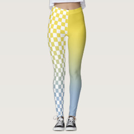 Legging Padrão Xadrez Gradiente Amarelo para Azul Monogram