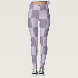 Legging Padrão Xadrez Lavanda Suave Minimalista