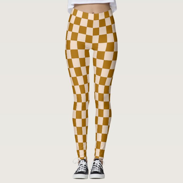 Legging Padrão xadrez marrom e bege (Frente)