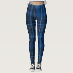 Legging Padrão Xadrez Preto Azul