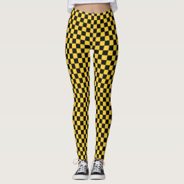 Legging Padrão xadrez preto e dourado