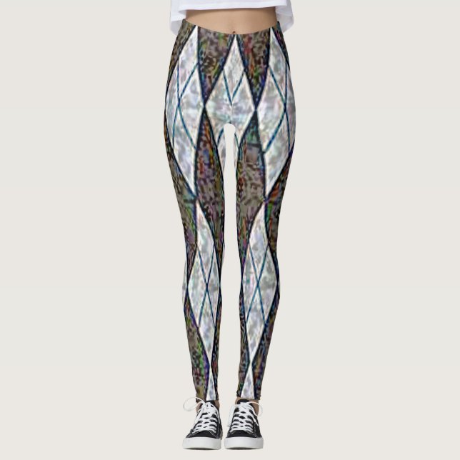Legging padrão xadrez rômbico (Frente)