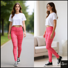 Legging Padrão Xadrez Texturizado Cyber Pink com Falha