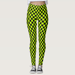 Legging Padrão xadrez verde ácido e preto