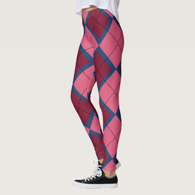 Legging Padrão Xadrez Vermelho e Azul (Esquerda)