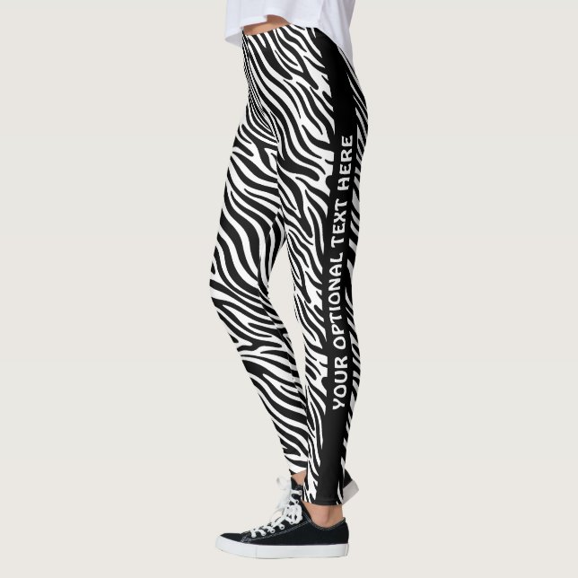 Legging Padrão Zebra de Texto Personalizado (Esquerda)