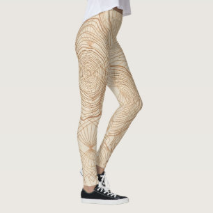 Legging Padrão Zen Geométrico de Grão de Madeira Orgânico