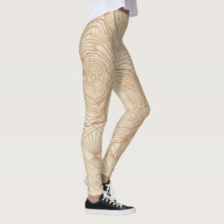 Legging Padrão Zen Geométrico de Grão de Madeira Orgânico
