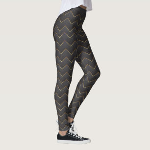 Legging Padrão Zig Zag Chevron Dourado