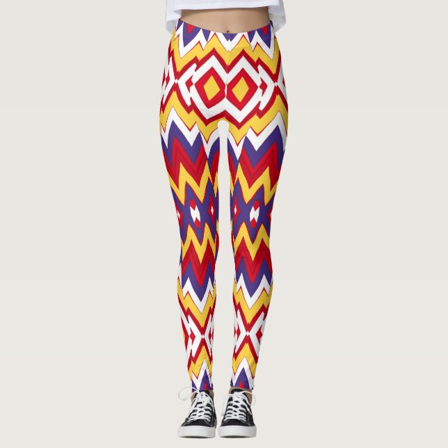 Legging Padrão zigzag multicor "Ratti_Creative_Arts" (Frente)