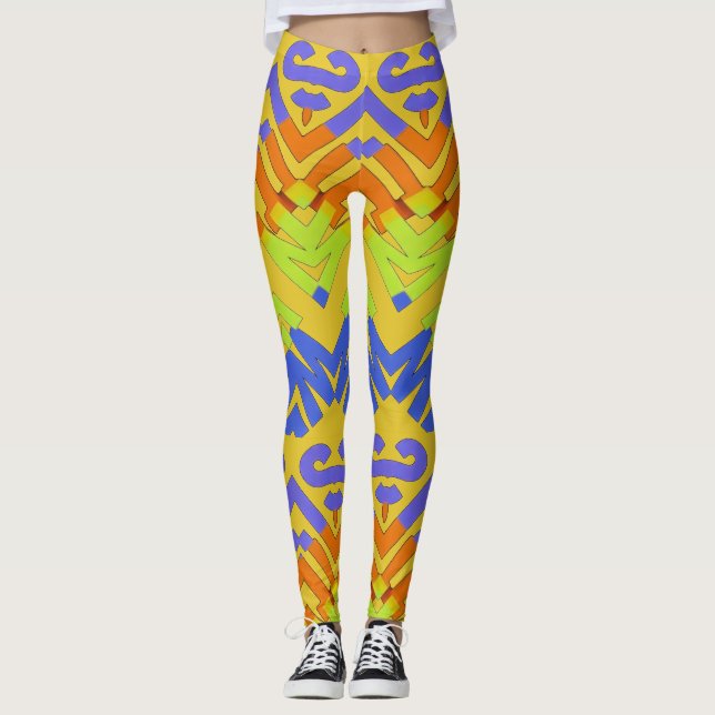 Legging Padrão zigzag multicor "Ratti_Creative_Arts" L (Frente)