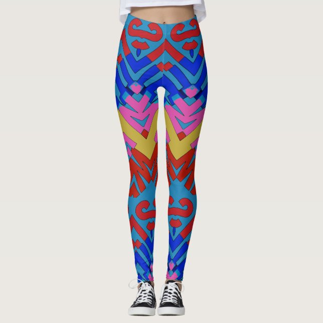 Legging Padrão zigzag multicor "Ratti_Creative_Arts" L (Frente)