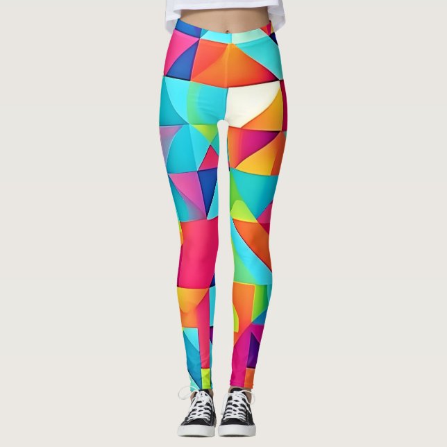 Legging Padrões Abstrato coloridos vibrantes (Frente)