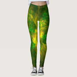 Legging Padrões Amarelos E Verdes Abstrato