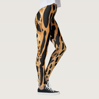 Legging Padrões Assimétricos Selvagens De Animais Design 1