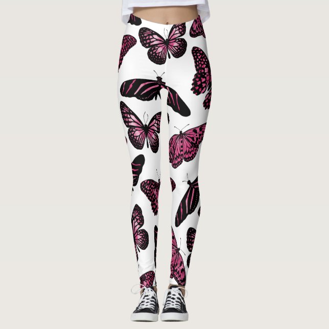 Legging Padrões de Aquarela Girly Preta (Frente)