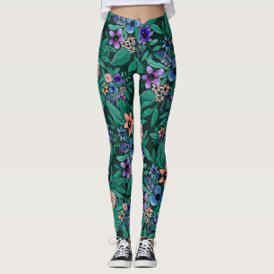 Legging Padrões de Aquarela Verde Selva