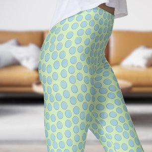 Legging Padrões de Bolinhas Azul e Verde Chá