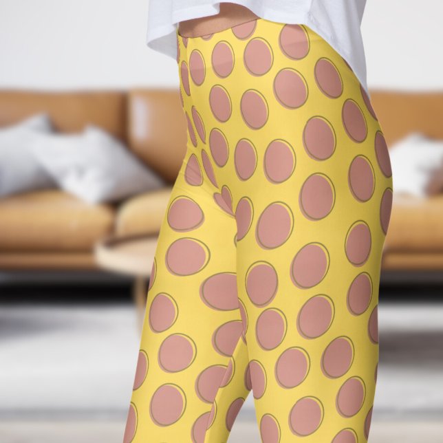 Legging Padrões de Bolinhas de mostarda amarela magnífica (Gorgeous Yellow Mustard Polka Dot Pattern Leggings)