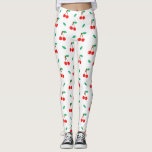Legging Padrões de cerejas doces em branco<br><div class="desc">Um padrão de cereja em branco.</div>