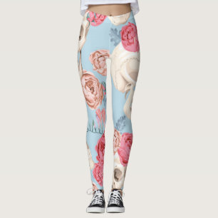 Legging Padrões de colheita de crânios e Rosas