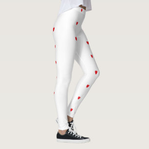 Legging Padrões De Coração Vermelho, Branco, Cute Bonit