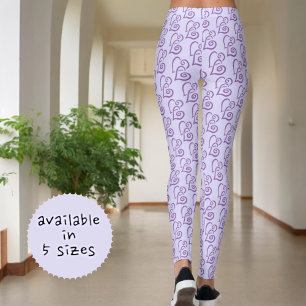Legging Padrões De Corações Roxos Ligados À Púrpura D