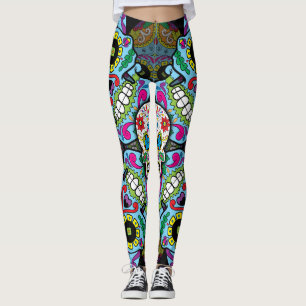 Legging Padrões de crânios de açúcar
