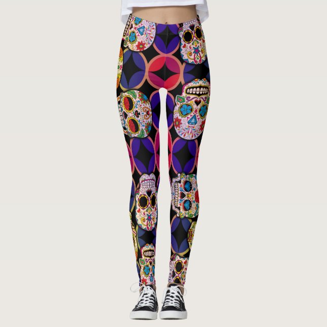 Legging Padrões de crânios de açúcar (Frente)