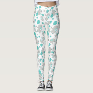 Legging Padrões De Elefantes, Elefantes Bonitos - Cinzas A