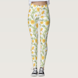 Legging Padrões de Flores Amarelas Bonitas