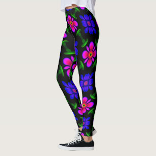Legging Padrões de flores rosa adoráveis