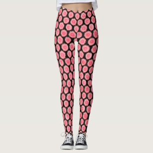 Legging Padrões de girassol preto-rosa retrorreflectores