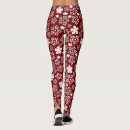 Legging Padrões de inverno para flocos de neve vermelhos e