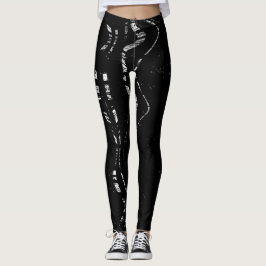 Legging Padrões de mármore preto e branco com aflição excl