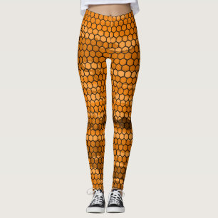Legging Padrões De Mel Preto E Laranja Do Quic