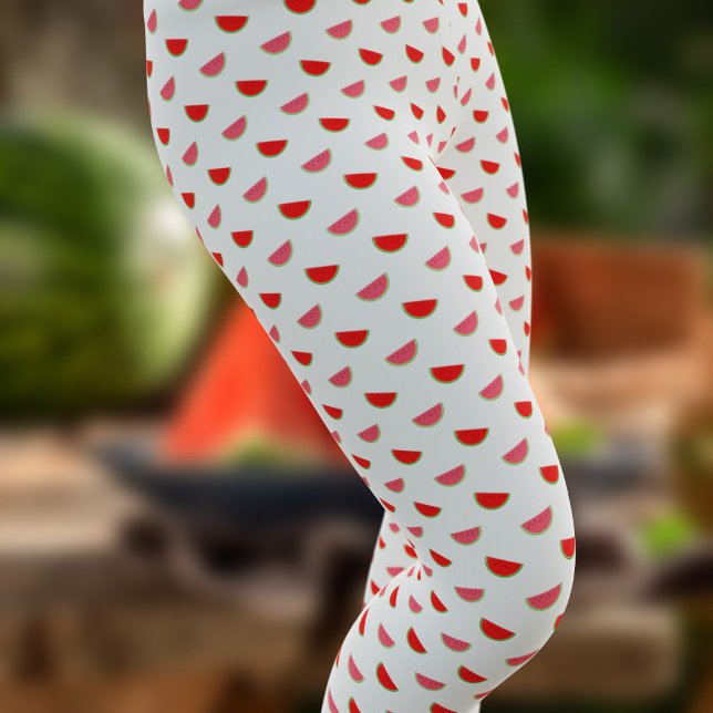 Legging Padrões de melancia, pernas brancas e vermelhas (The fruit of the summer. Cute watermelon slice pattern leggings just for you)